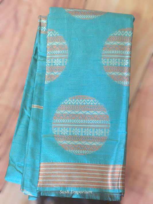 Semi silk saree with copper design- BP