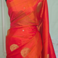 Soft silk ( peach/orange tone) kancheepuram saree with stitched blouse