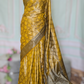 Semi brocade silk( yellow/black) with stitched blouse