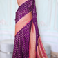 Semi Georgette saree (purple/pink) with stitched blouse