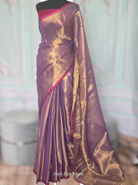 Cotton tissue saree with stitched blouse