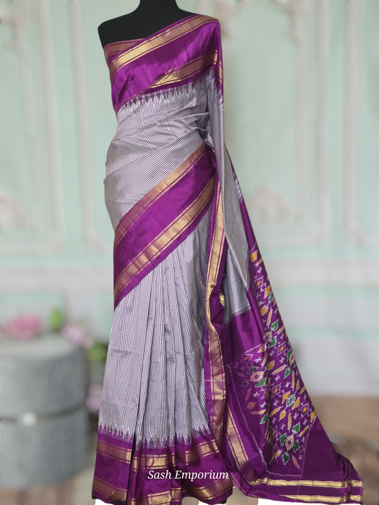 Pure silk iklat handloom saree with stitched blouse