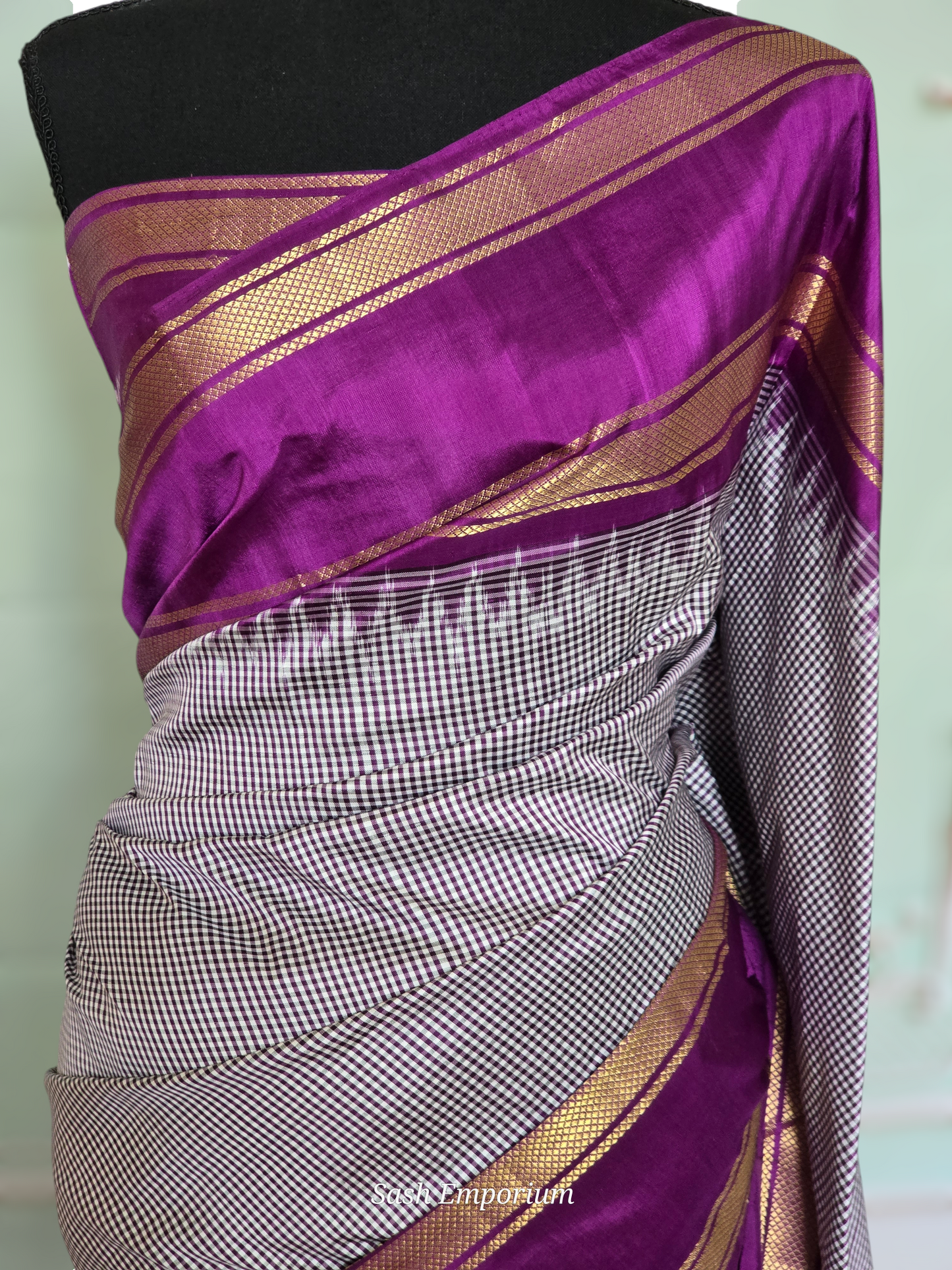 Pure silk iklat handloom saree with stitched blouse