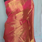 Pure tissue handloom saree (peach/ orange dule tone)  with stitched blouse