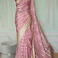 Rose gold chiffon organza saree with antique gold border- No Bp