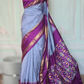 Pure silk iklat handloom saree( blue check) with stitched blouse