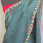 Soft organza party wear saree (bottle green) with scalloped border- gotapaty work- No BP