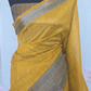 Art silk saree with antique border- stitched blouse