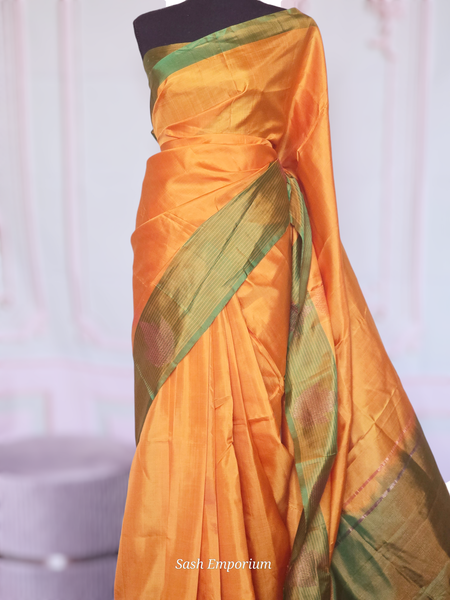 Kancheepuram soft silk saree with (Yellow /Green)