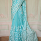 Pure organza saree with white thread work all over body