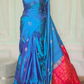 Kancheepuram soft silk saree (blue/pink) with stitched blouse