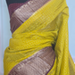 Semi silk saree with check body- stitched blouse