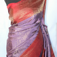 Lavender/maroon combo kancheepuram soft silk saree with stitched blouse