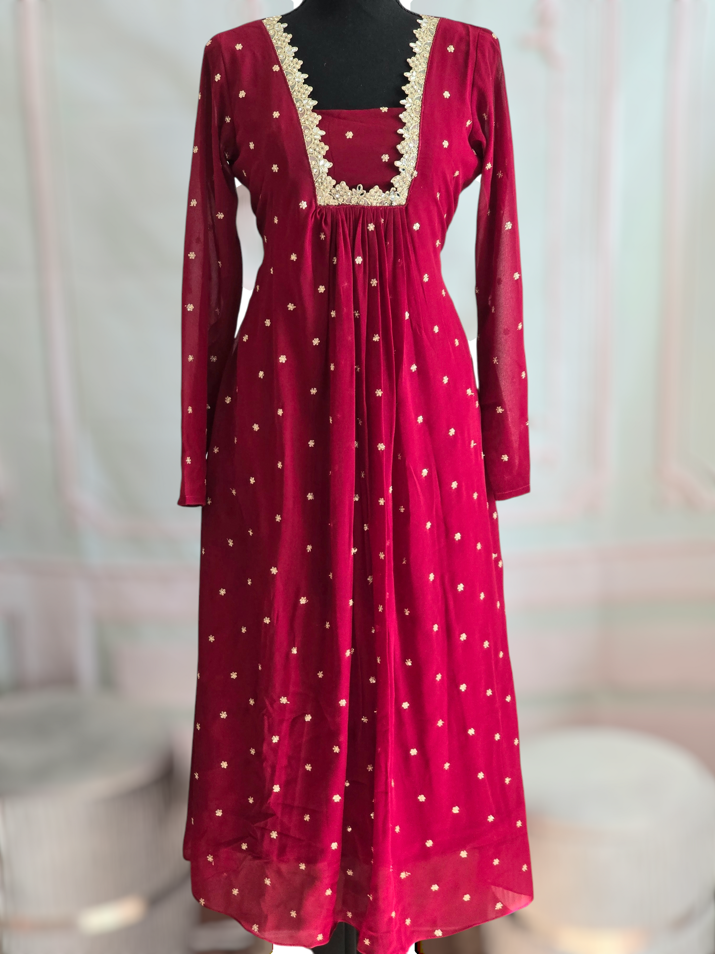 Dark Maroon A line kurti- Christmas special