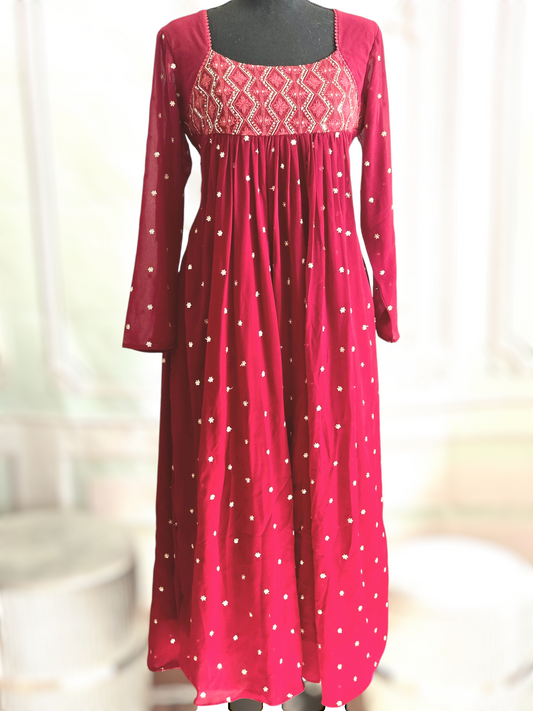 Dark Maroon A line kurti- Christmas special