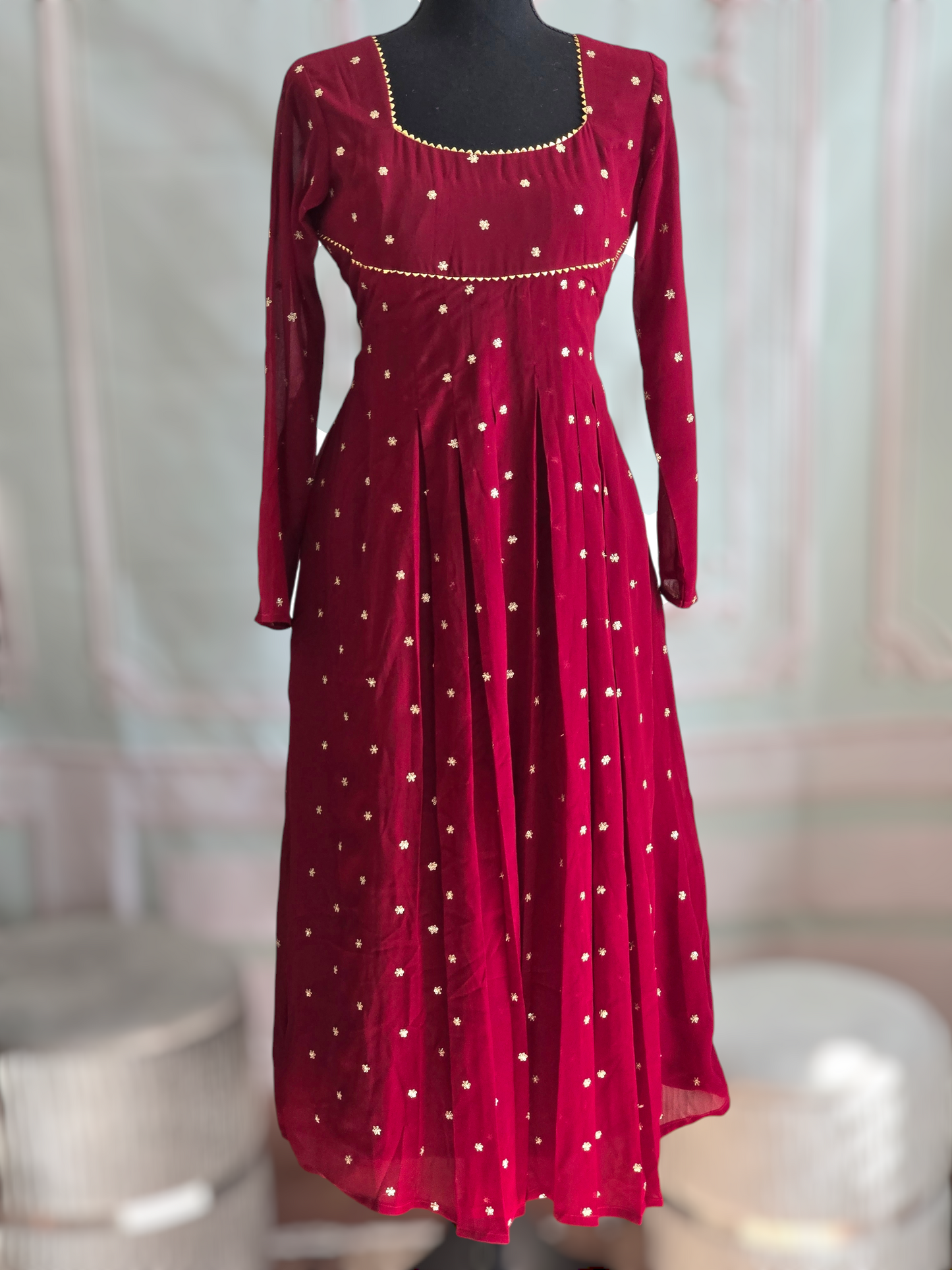 Dark Maroon A line kurti- Christmas special