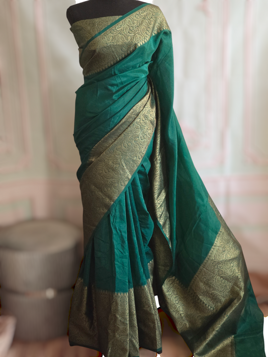 Semi Banarasi dupion saree with stitched blouse