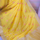 Organza Banarasi Saree (Bright yellow) with stitched blouse