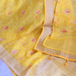 Organza Banarasi Saree (Bright yellow) with stitched blouse