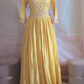 Party wear long gown( light yellow) with dupatta- handwork