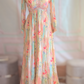 Party wear long gown- light peach floral