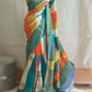 Pure Tussar silk multi color saree with kantha work- stitched blouse