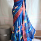 Pure tussar silk saree with kantha work weaving- stitched blouse