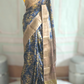 Pure tussar silk saree with digital print- stitched blouse available