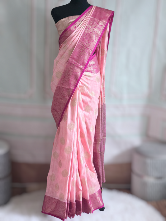 Semi raw silk saree with stitched blouse