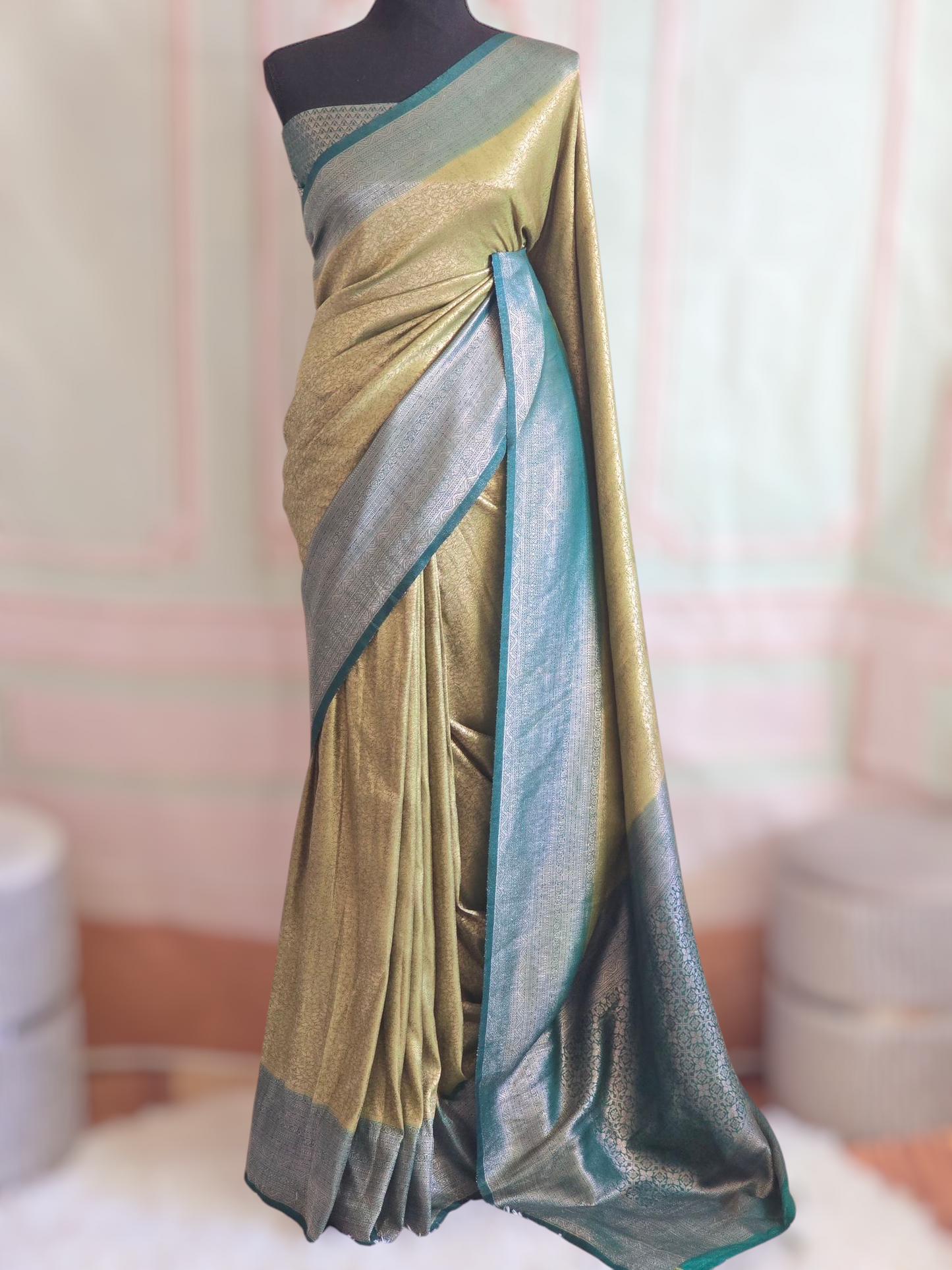 Semi soft silk saree with stitched blouse