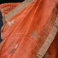 Matka linen saree with silver zari- stitched blouse