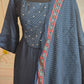 Semi raw silk3 pc salwar suit set(blue)