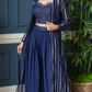 Flayered palazo 3 pc party wear set( Navy blue)
