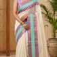 Mul cotton saree with sea green /lavdner border (fall and pico done)NO Blouse piece