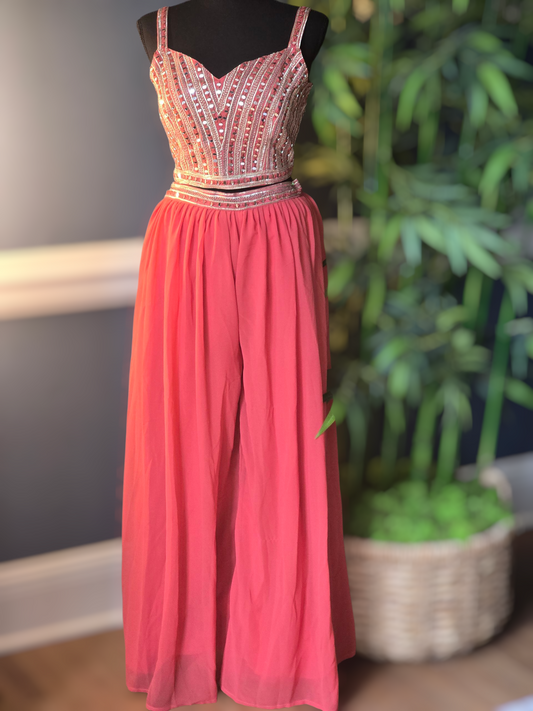 Party wear 3 oc set ( burnt orange/peach shade)