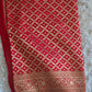 Semi munga (Red) silk saree- sleevless or with sleeve stitched blouse