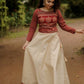 Premium tissue onam skirt and block printed top