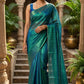 Semi tissue( peacock blue/green) saree - No BP