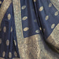 Navy blue banarasi saree with BP