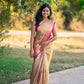 Semi tissue saree with pink border- blouse pc