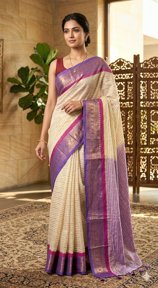 Semi cotton saree with kanchee border- No BP
