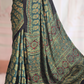 Modal silk saree with handblock print - stitched blouse