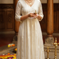 A line kurti with golden stripes ( off white)