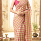 Mul cotton saree with check design- fall and pico ready- No BP