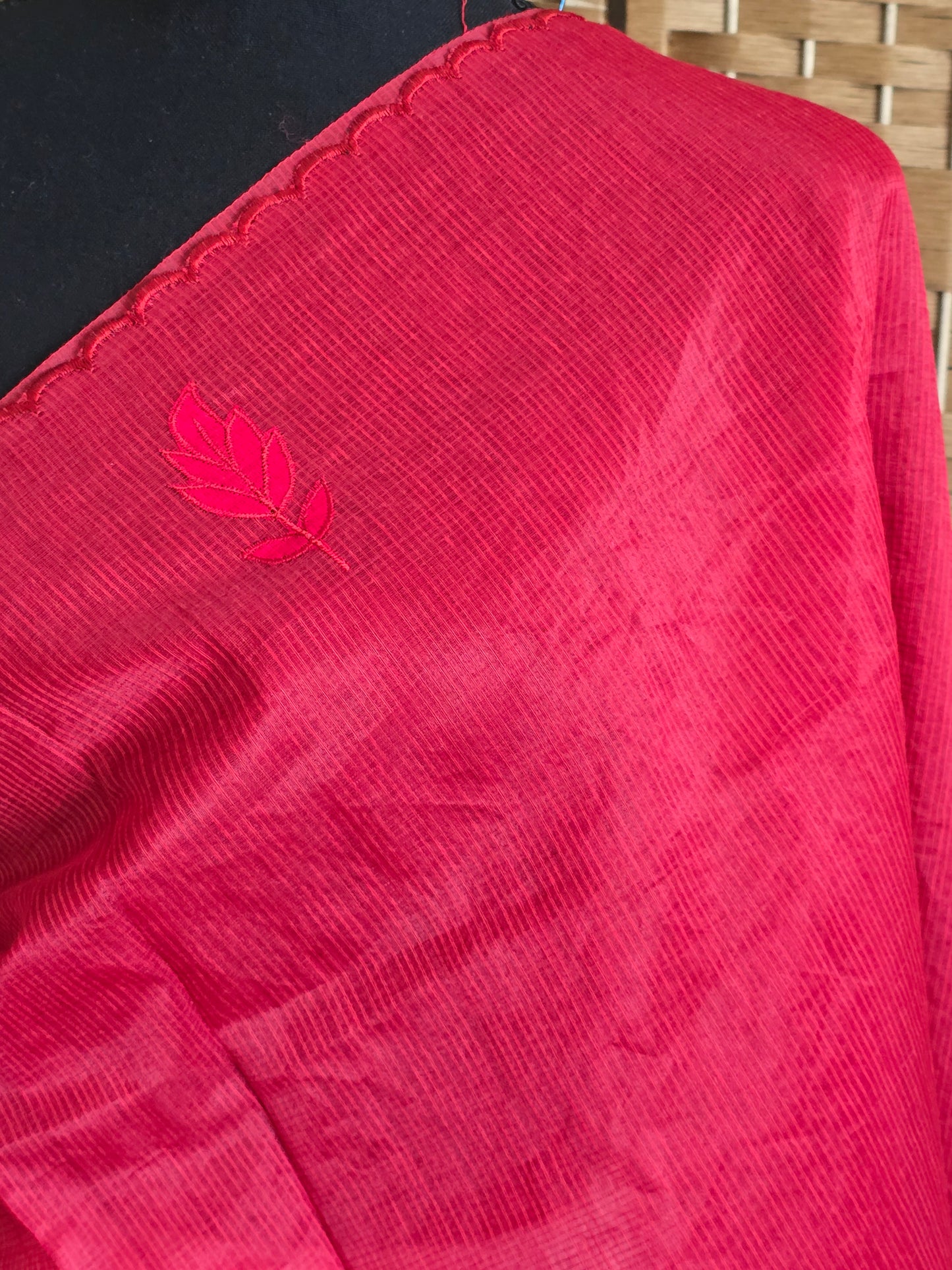 Kota cotton saree with applique design- stitched blouse