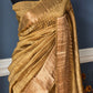 Yellowish gold matka silk saree with gold zari border- stitched blouse