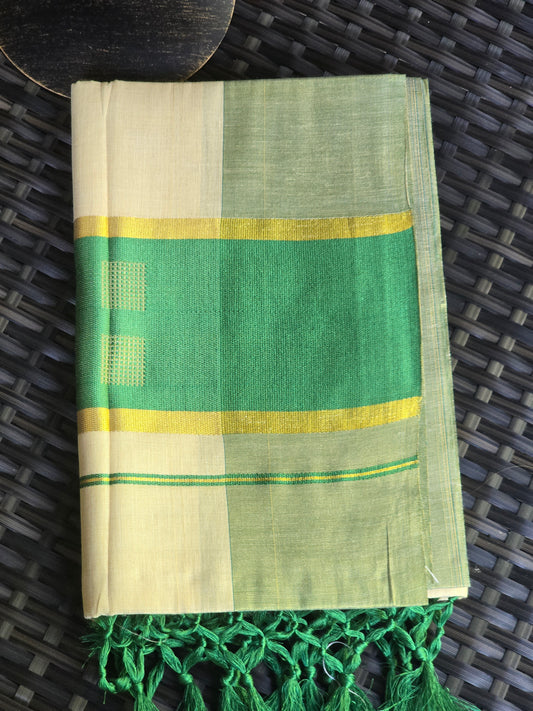 Onam set saree with green border