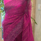 Pure muslin silk saree with sequins-stitched blouse