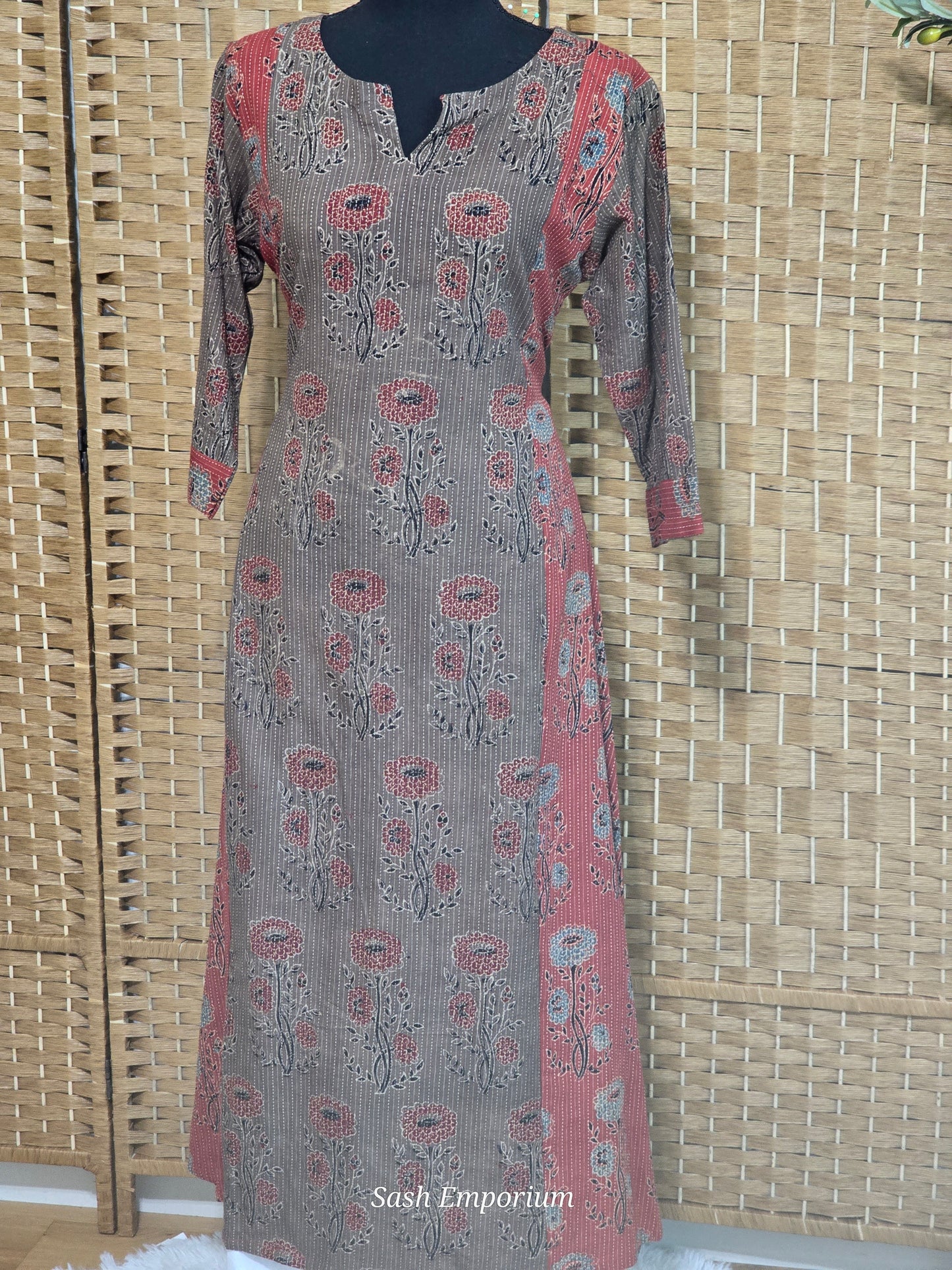 Cotton Ajrakh print A line Kurti