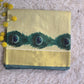 Tissue set saree with blue gold peacock design